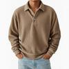 Herbst Winter Herren Retro Poloshirts Lässig Kordstoff Unifarben Gestreift Langarm Poloshirt Herren Business Oberteile