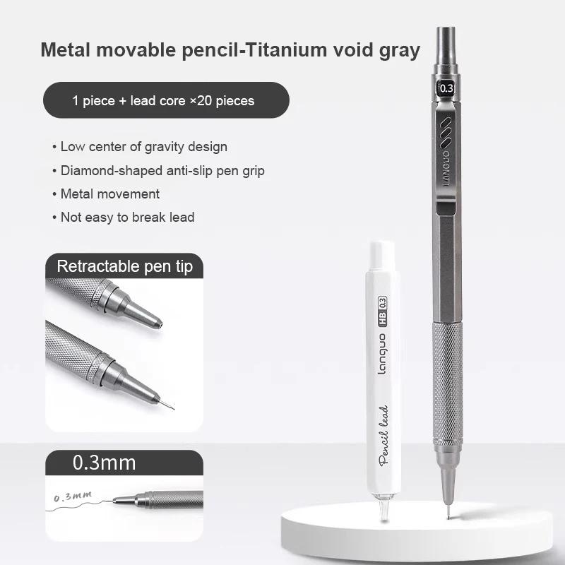 Low Center of Gravity Metal Mechanical Pencil Set 0.3-0.7mm Lead Refill Automatic Pencil Art Sketch Painting Writing Stationery