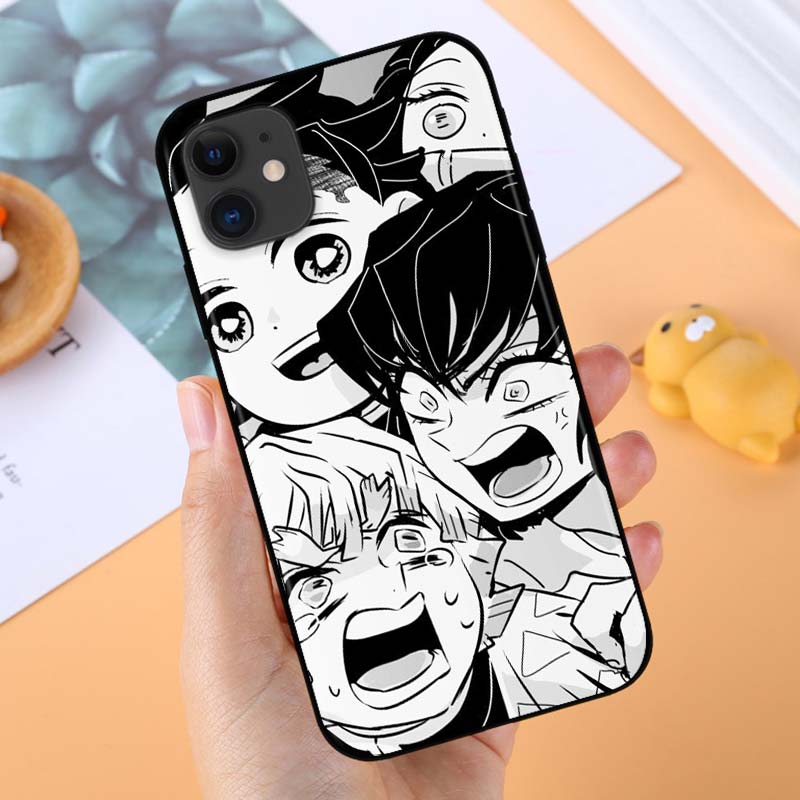 Demon Slayer Anime Etui na telefon Apple iPhone 12 Pro Max Mini 11 Pro XS Max X XR 6S 6 7 8 Plus 5S SE2020 Czarne