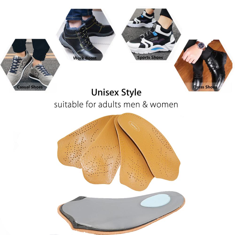 Orthopedic Shoe Sole Insoles For Feet Men/Women Relief Pain Cushion Flat Feet Arch Support Breathable Leather Half Pads Insert
