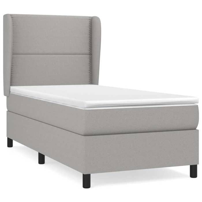 3127845 vidaXL Lit à sommier tapissier et matelas Gris clair 90x190 cm Tissu