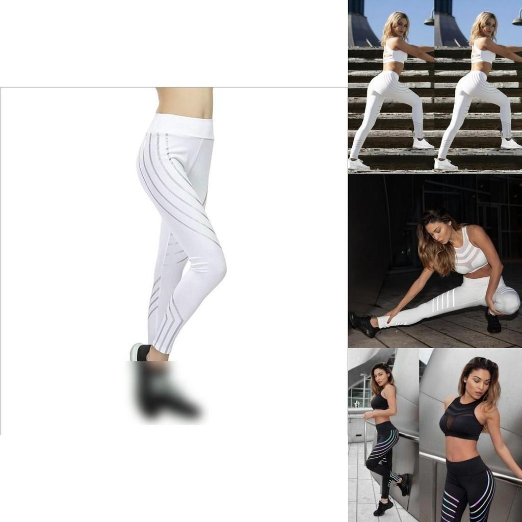 High Waist Women Leggings Reflective Strip Workout Trousers Yoga Pants Sport Fitness Sexy