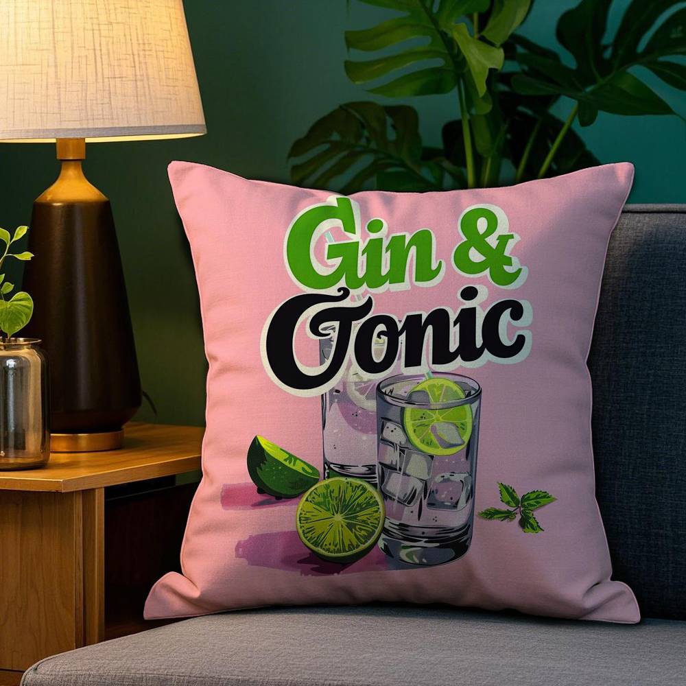 

Pillow Case Sofa Living Room Bedroom Doublesided Printing Gin Tonic Cocktail Painting Square Cushion Nap Time Pillow Case 30x30cm