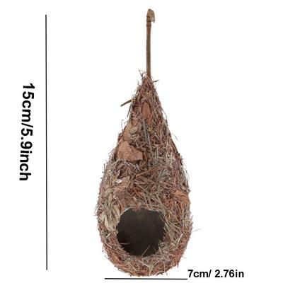 1/2 Piezas Casa de Pájaros Hierba Natural Nido de Colibrí Fibra Tejido a Mano Percha Nido Cabaña de Pájaros para Decoración de Jardín