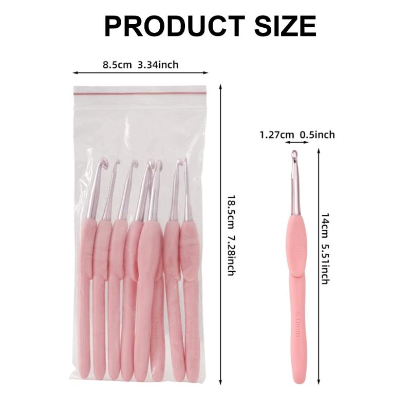 8Pcs Ergonomic Crochet Hook 8 Size Long Handle Crochet Hook for Beginner Knitting Sweater Scarves, Bag, Socks and Hat