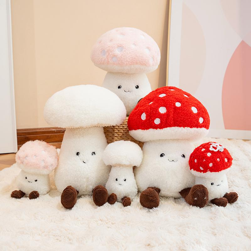 New Soft Cartoon Mushroom Plush Vegetable Toy Fluffy Stuffed Hug Pillow Realistic Natural Plant Baby Doll Comfort Birthday Gift