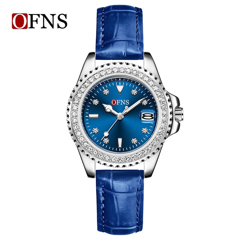 Women's Quartz Watch Simple Diamond Inlaid Waterproof Luminous Calendar Three Needle Business Fashion Women's Watch