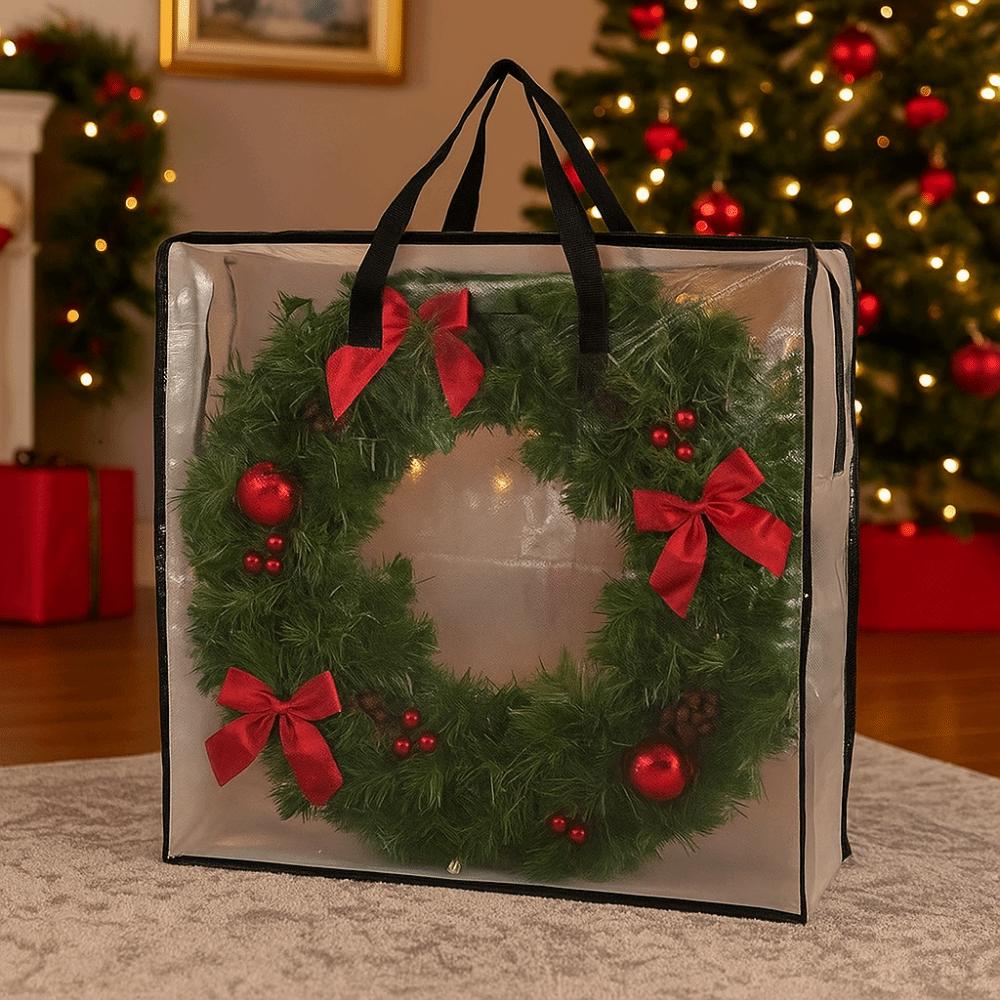 Large Capacity Christmas Wreath Storage Bag Dustproof Waterproof Christmas Garland Packing Bags with Handle and Zipper Foldable