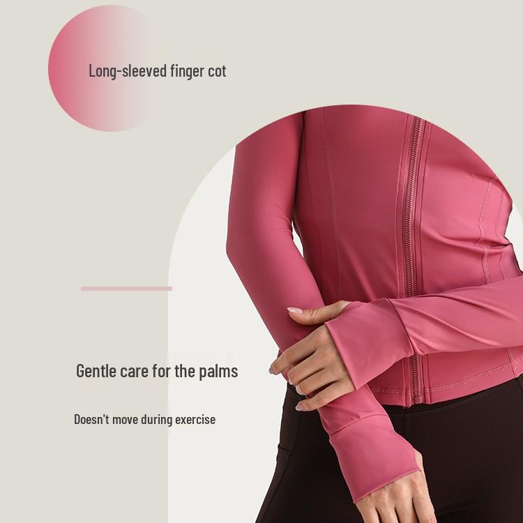 Women's Slim-Fit Quick-Dry High Elastic Yoga Jacket with Stand Collar