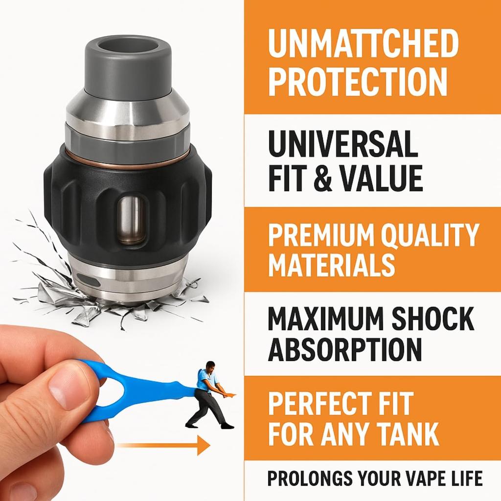 3-in-1 Silicone Shock Absorbing Tank Protector Sleeve | Anti-Break Glass Armor Cover | Durable Bands Will Fit Any Tank (black)