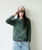 Peullukeu Signature Logo Pigment Crop Long Sleeve Blue Green Flt719