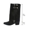 Women's Mid Short Boots Designer Chelsea Boots Fashion Black Cool Side Zipper Flat Shoes Belt Buckle Winter Comfort Womens Boots