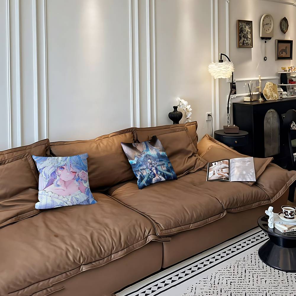 Genshin Impact Furina Kissenbezug Abnehmbarer Waschbarer Kissenbezug – Ganzjahresweiches Leinen