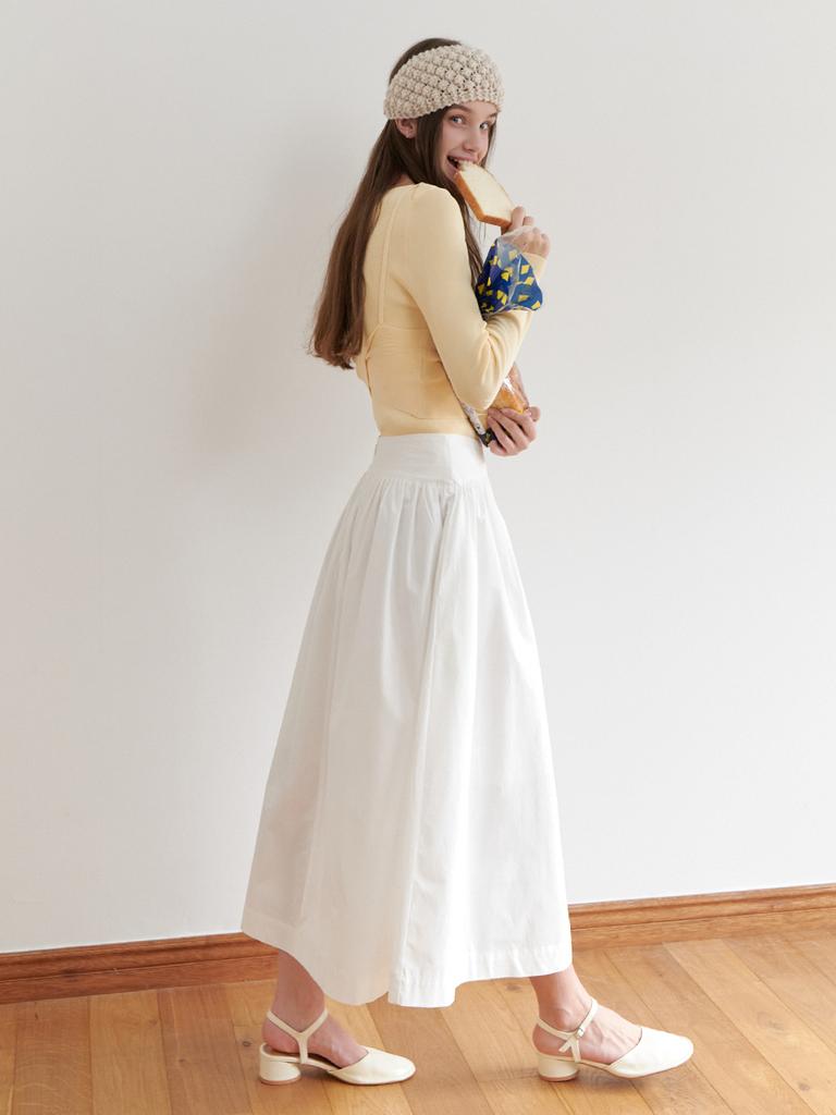 Liel Heidi Shirring Skirt (White)