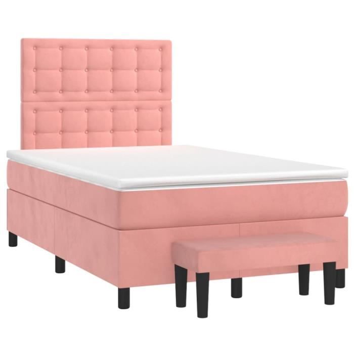 VidaXL Divan Bed with Mattress Pink 120x200 Cm Velvet - Model 3138078