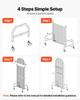 2 Pack Grid Wall Panel 600 X 1640 Mm Wire Display Rack with Wheels & Hooks