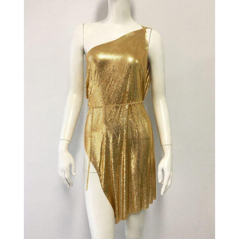 

Cross-Border European and American New Fashion Dress, Personalized Metal Sequin One-Shoulder Dress, Party Banquet Dress, Short Dress Gold One size