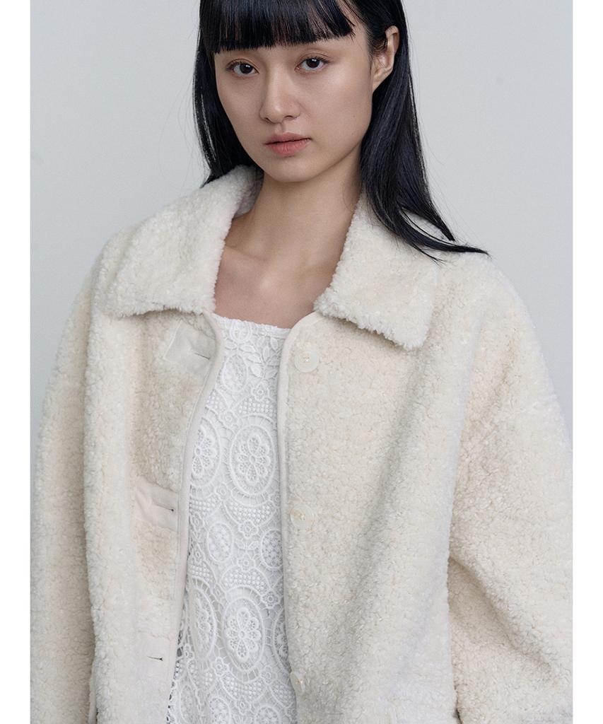 Make A Toast Teddy Half Coat Ivory Mbefct001Iv