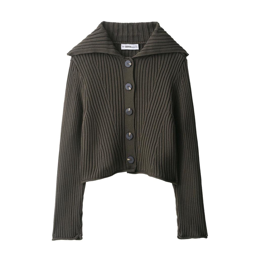 Autumn Academy Style Casual Lapel Ribbed Knit Coat