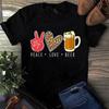 Men's and Women's T-shirts Peace Love Beer Leopard Print Funny Gift