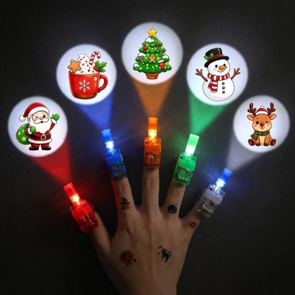 12 Piece Random Pattern Colors Festive LED Light-Up Finger Lights Projection Finger Lights Wall