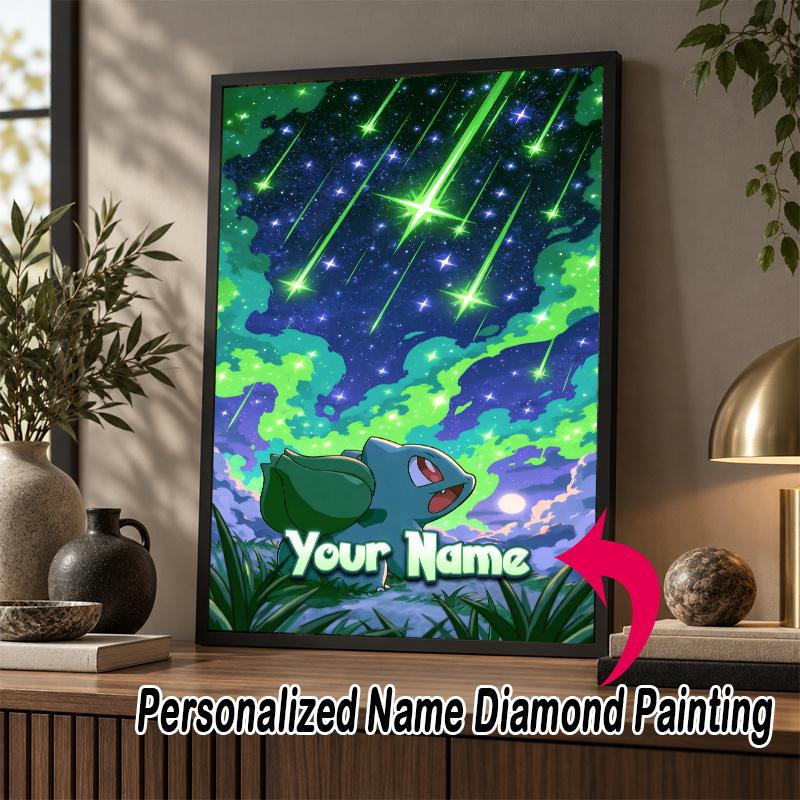 Personalized Bulbasaur Diamond Art Custom Name 5D Diamond Painting Full Drill DIY Craft