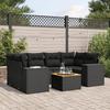 VidaXL Garden Lounge Set 7 Pcs with Cushions Black Wicker 3225341