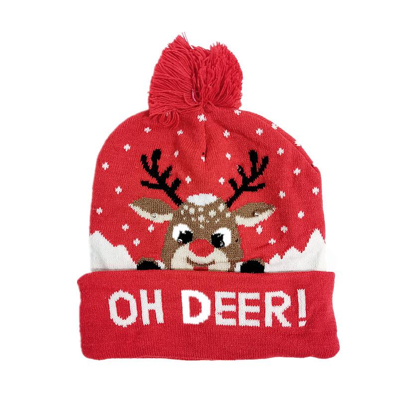 Christmas LED Light Knitted Pom-Pom Hat for Adults - Warm Fashion for Autumn/Winter