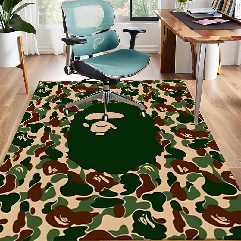 Poliestrowy dywan A Bathing Ape, Miękki dywanik wewnętrzny pod krzesło biurowe, do salonu, na biurko komputerowe - Dekoracyjny dywanik do domowego biura