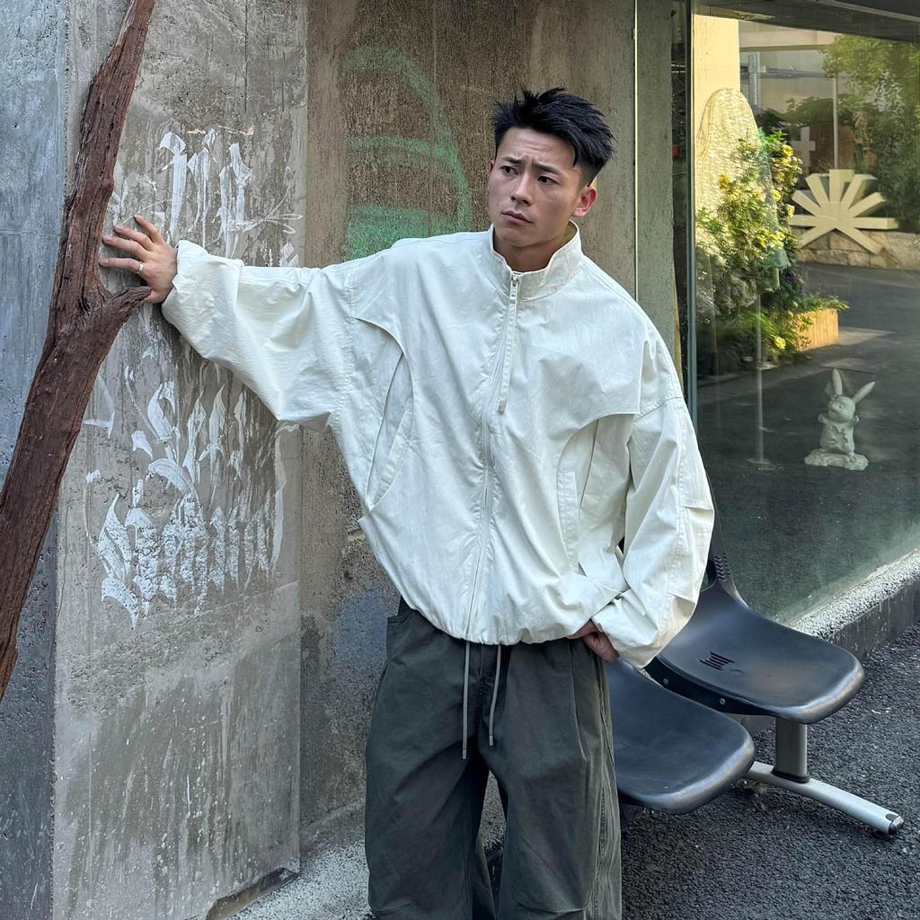 Ah Ah Long Autumn 2025 Casual High Street Scythe Sleeve Oversized Cropped Jacket