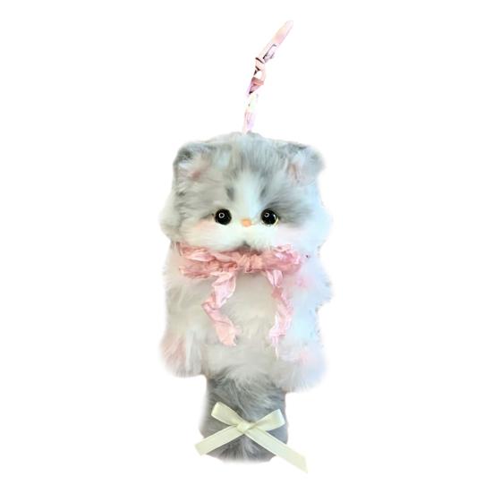 DIY Kitten Keychain Kit Fluffy Cat Plush Toy Craft with Step-by-Step Tutorial Soft Materials Pack for Handmade Bag Charm Cute Gift for Kids Adults