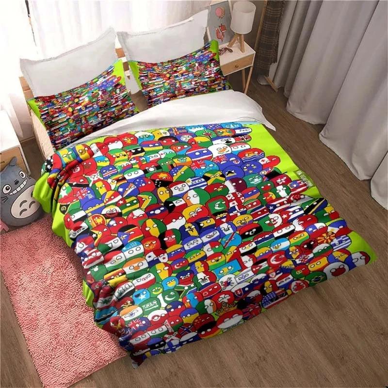 3D Print Cartoon Countryball Polandballs Bedding Collection Double Twin King Duvet Cover Comforter Pillowcase Boys Girls Adults Bedroom