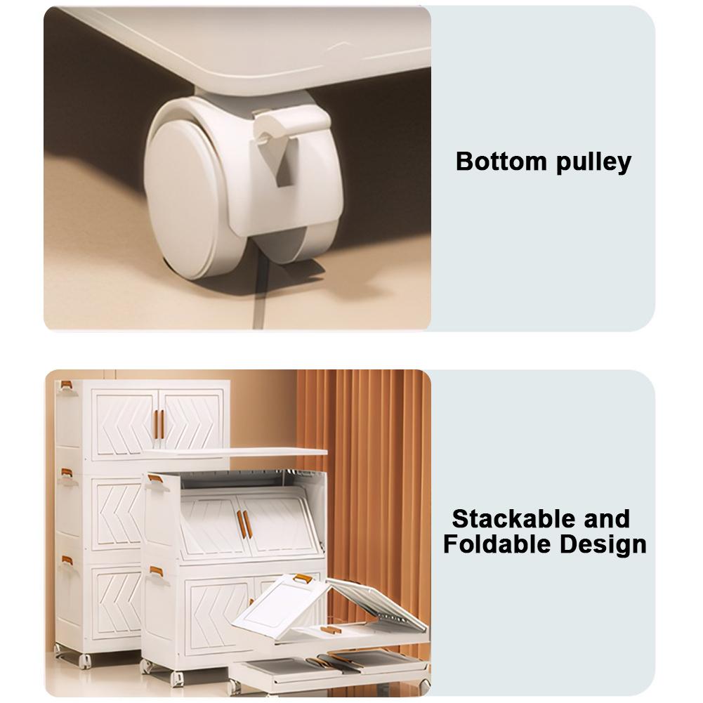 4 Tier Foldable Storage Box with Clear Door Spacious/Durable Easy-to-Assemble Ideal for Organizing Clothes Books Storage Cabinet