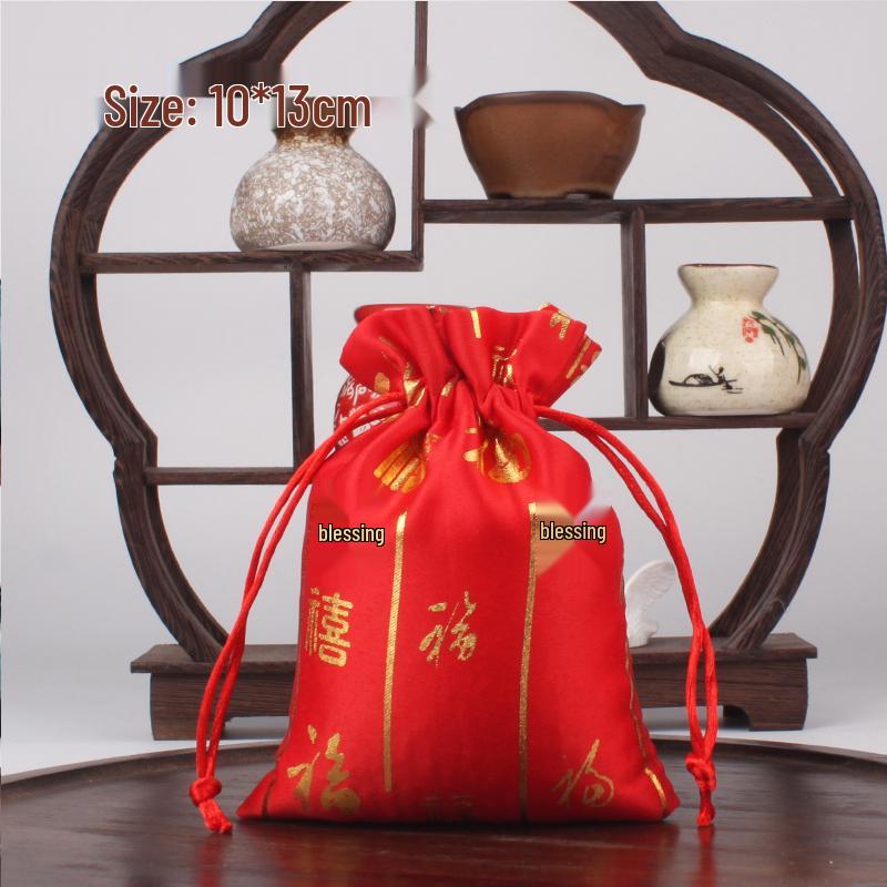 Brocade Neujahrs Glückstasche: Satin-Kordelzug-Geschenktasche