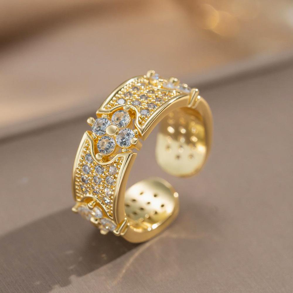 Four-leaf Clover Ring - Personalized Flower Open Adjustable Women s Ring