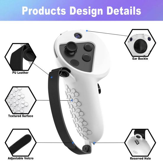 2Pcs VR Controller Cases Uninterrupted Signal Anti-shock Tasteless Anti-fall Textured Surface Protective Silicone VR Controller Protective Covers