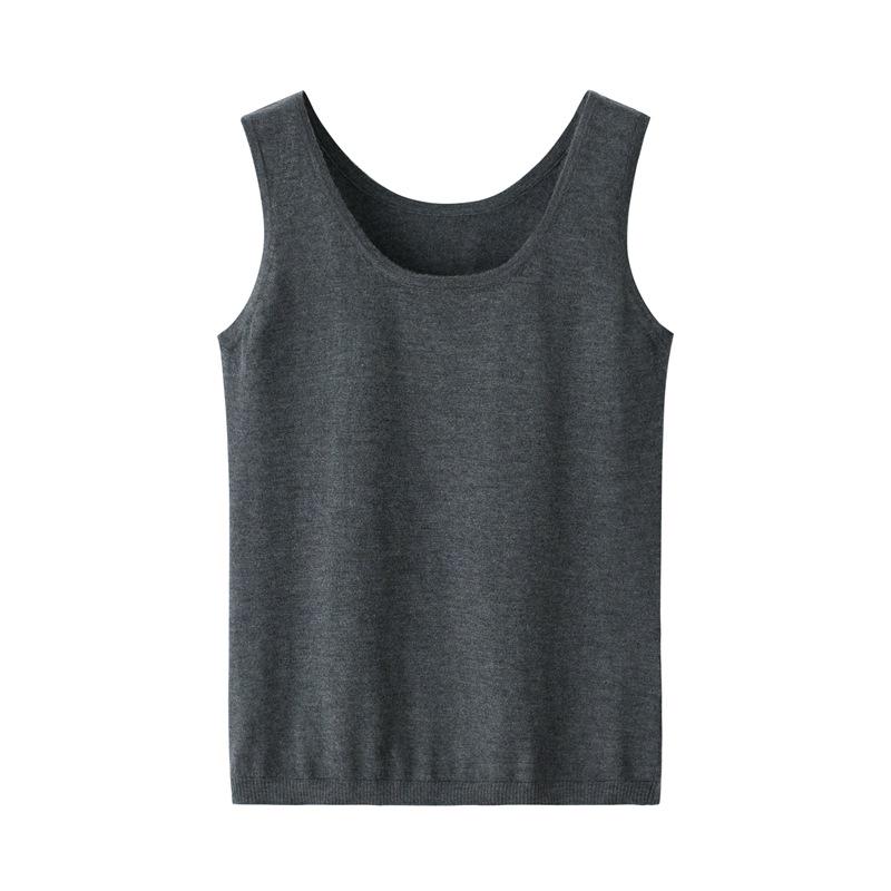 

Women s Pure Cashmere White Camisole - Sleeveless, Slim Fit, Warm, Comfortable, Fine Knit Innerwear XL серый