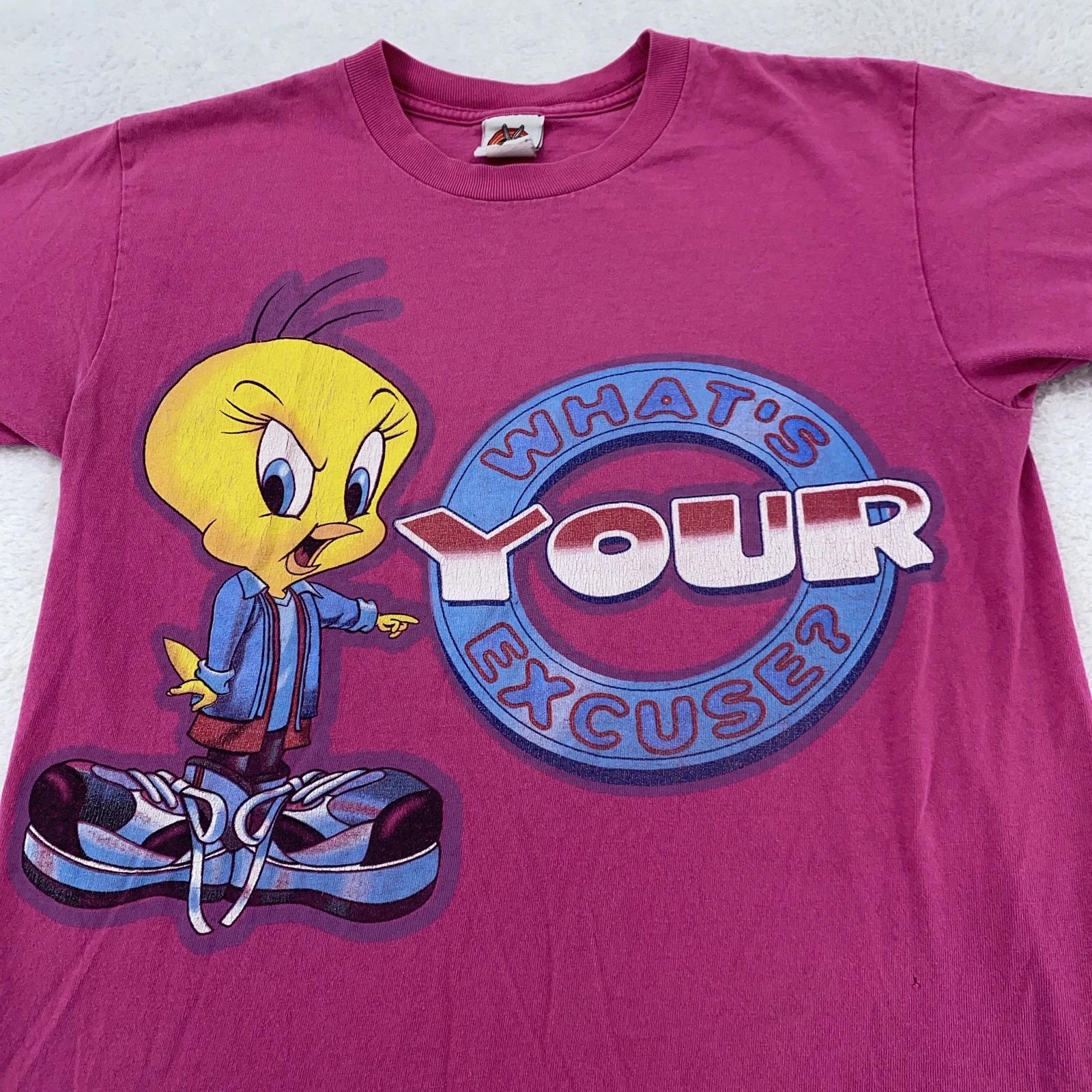 Vintage Tweety Bird T-Shirt Mens S/M Looney Tunes Cartoon Whats Your Excuse 90s S