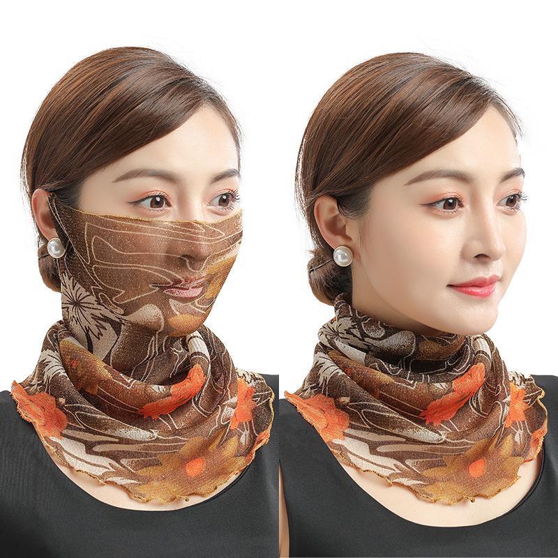 New Style Bib Women's Hedging Thin Sunscreen Veil Small Silk Scarf Neck Guard Mask Women Gauze Scarf with Shining