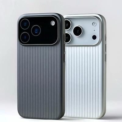 3D Stripe Metal Paint Magnetic Case For For Iphone 17 16 1 14 Pro Max For  Matte Corrugated Luggage Pattern Armor PC Cover