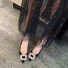Fashion Women's Thin Heel Shoes Spring New Pointed Head Shallow Mouth Suede Rhinestone Buckle Non-slip High Heels