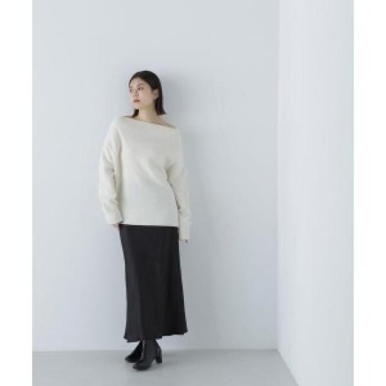 NATURAL BEAUTY BASIC Hand-Washable FOX Decollete-Line Oversized Knit, Purple, Free (Women’s Sweater)