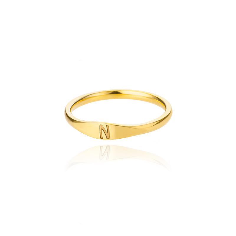 Lnitial Letter Rings For Women Men Stainless Steel Initials Ring Alphabet Name Aesthetic Wedding Jewelry Christmas Gift