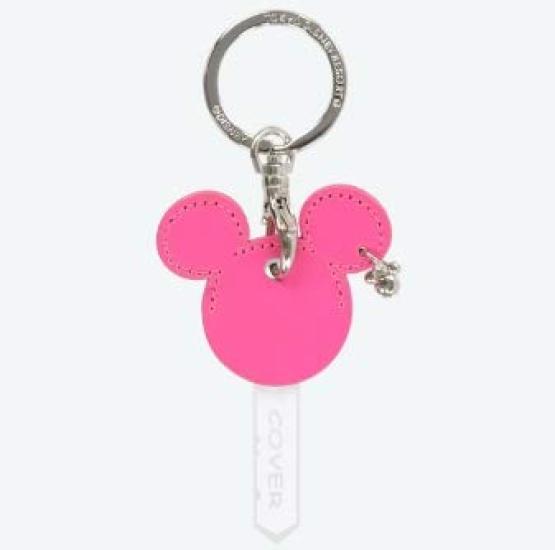 Disney Mickey Key Chain Cowhide Pink Key Cover Key Holder Mickey Mouse Charm Included Tokyo Disney Resort TDR Mickey Shape