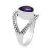 Natural Amethyst Teardrop Gemstone 925 Sterling Silver Eye Shape Ring For Women & Girls