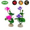 2-Pack Artificial Lotus Aquatic Plants - Lifelike Pink & Purple Water Lilies for Aquarium Decor, Turtle Tank Accessories, Fish Habitat Enhancement