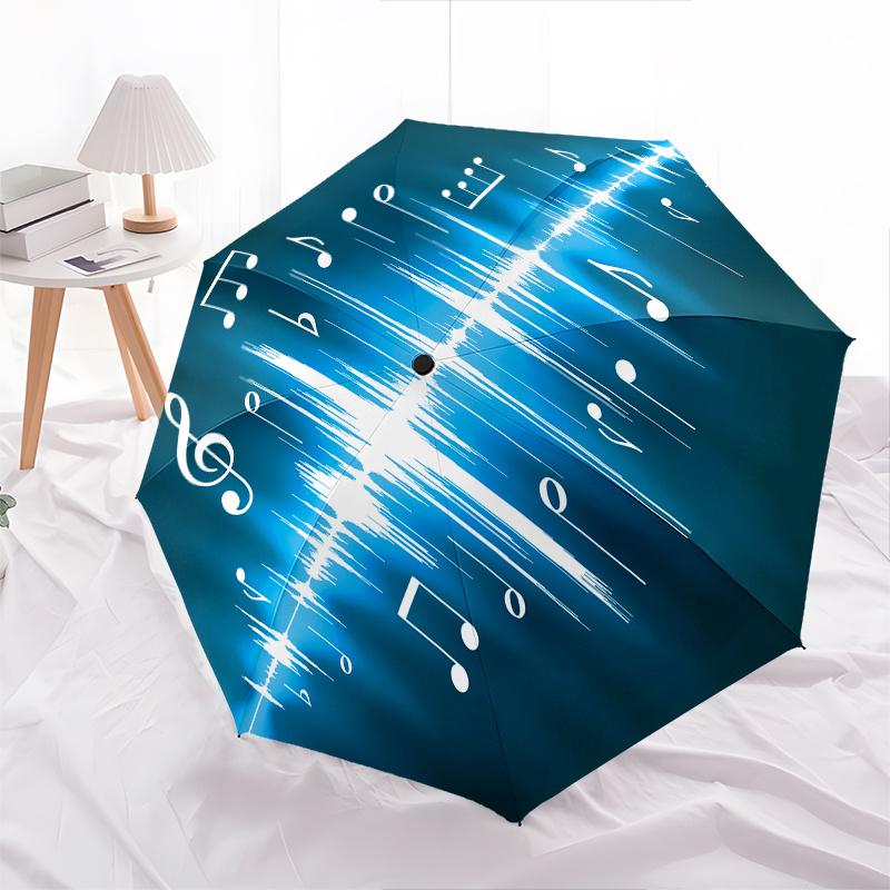 Music Notes Tree Theme 8 Bone Hand Automatic Folding Umbrella, Compact and Portable Design, A Perfect Gift for Birthday, Christmas or Busine