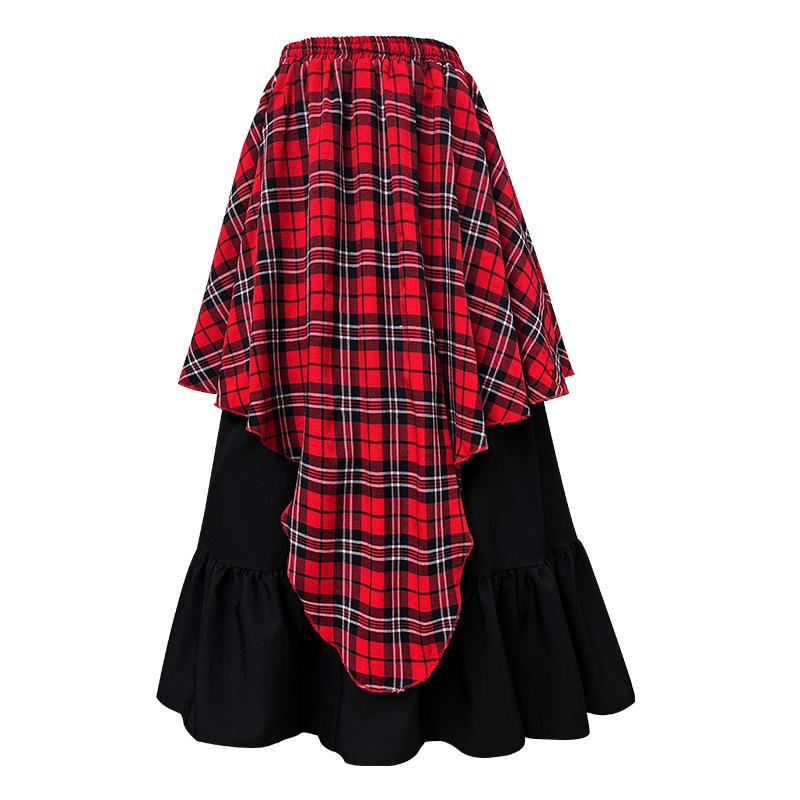 Vintage Medieval Dress Irregular Skirt Pirate Shirt Tunic Top Suit Women 2XL