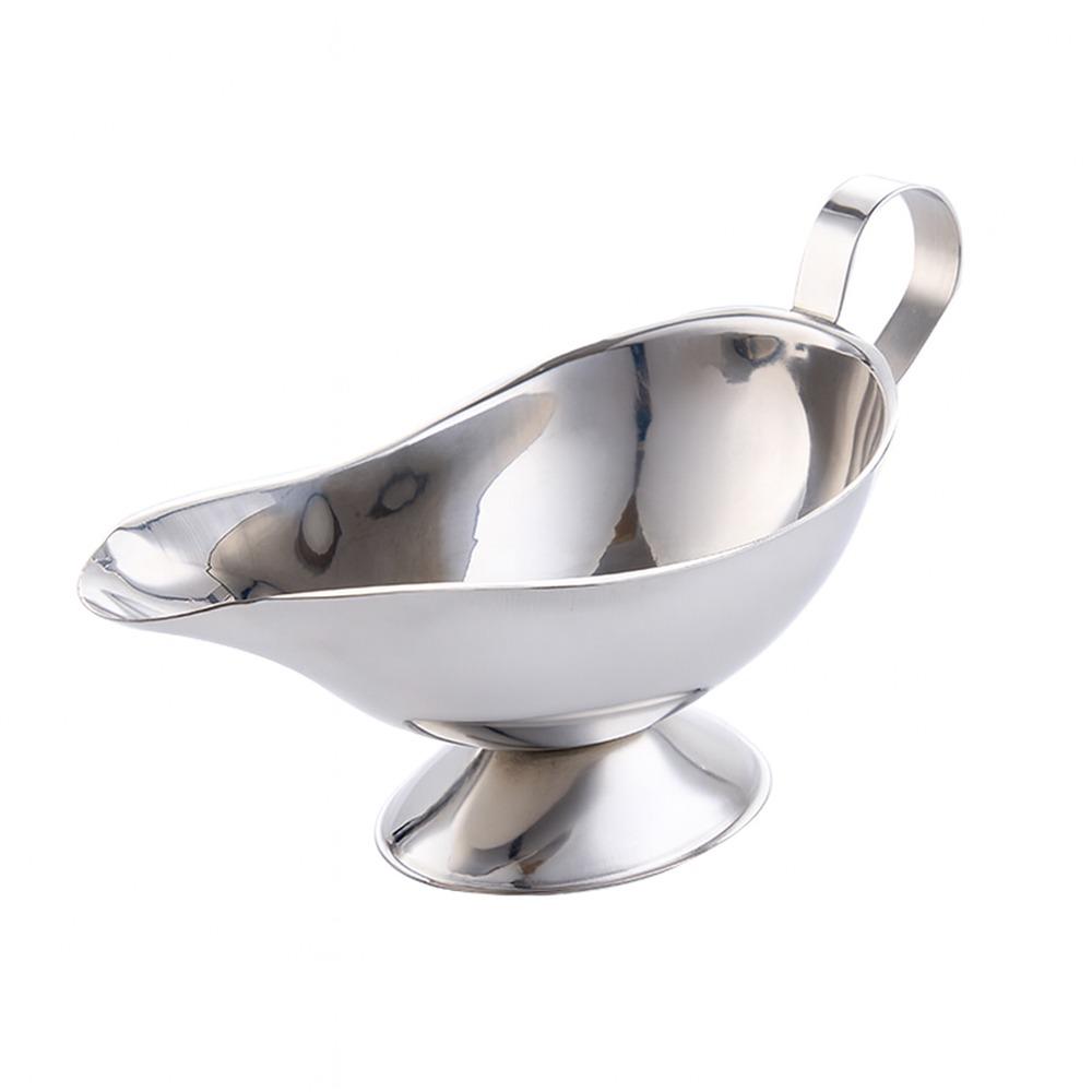 Stainless Steel Sauce Cup Multi-size Silver Sauce Boat Multi-functional Ship Shape Salad Dressing Boat Restaurant Use
