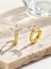 Boucles d'oreilles créoles scintillantes couleur or avec cristal et zircon, Boucles d'oreilles huggie fleur en zircone cubique pour femme, Bijoux de mariage
